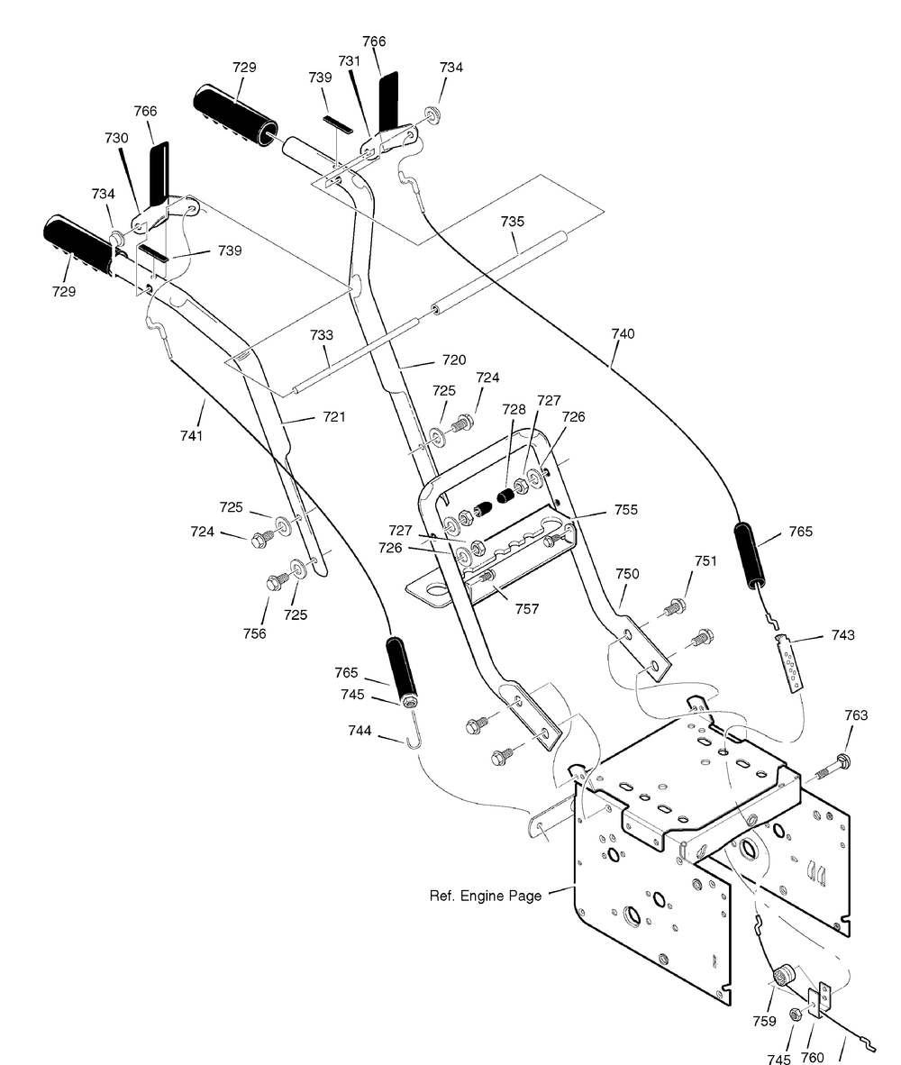 Handle Assembly Diagram and Parts List for 1695362-6240810X61 2007 Briggs and Stratton Snow Blower